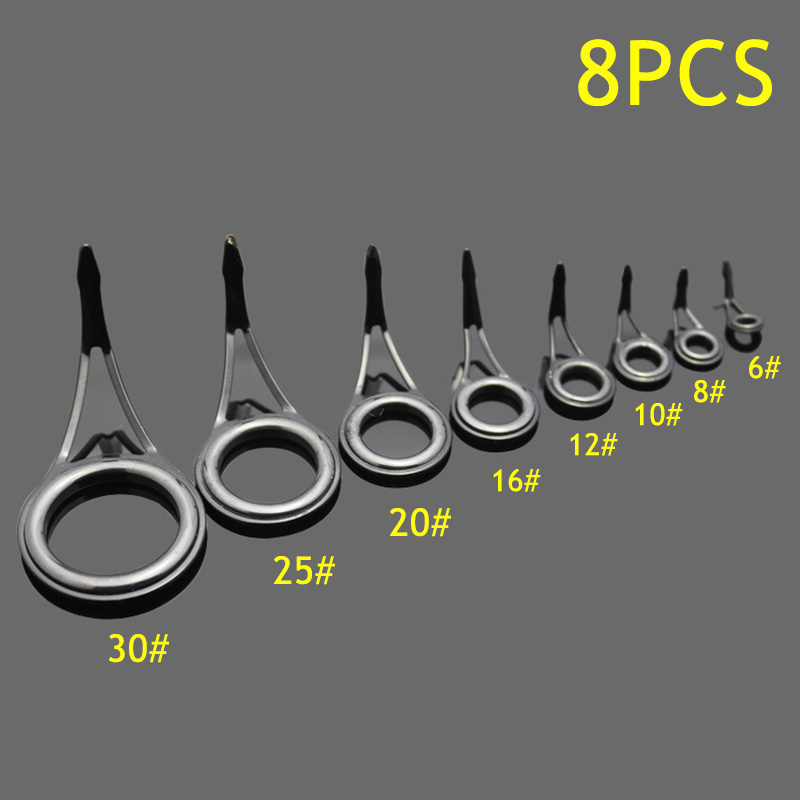 Fishing Rod Guide Replacement - 8 pièces d'anneaux de guidage pour